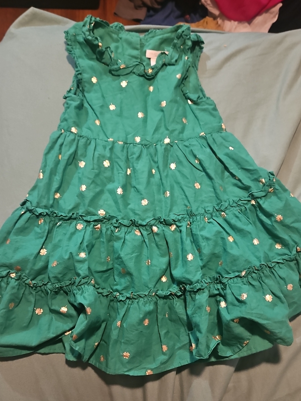 Christian Siriano Girls Emerald Green Tiered Dress with Gold Accents - Size 5T